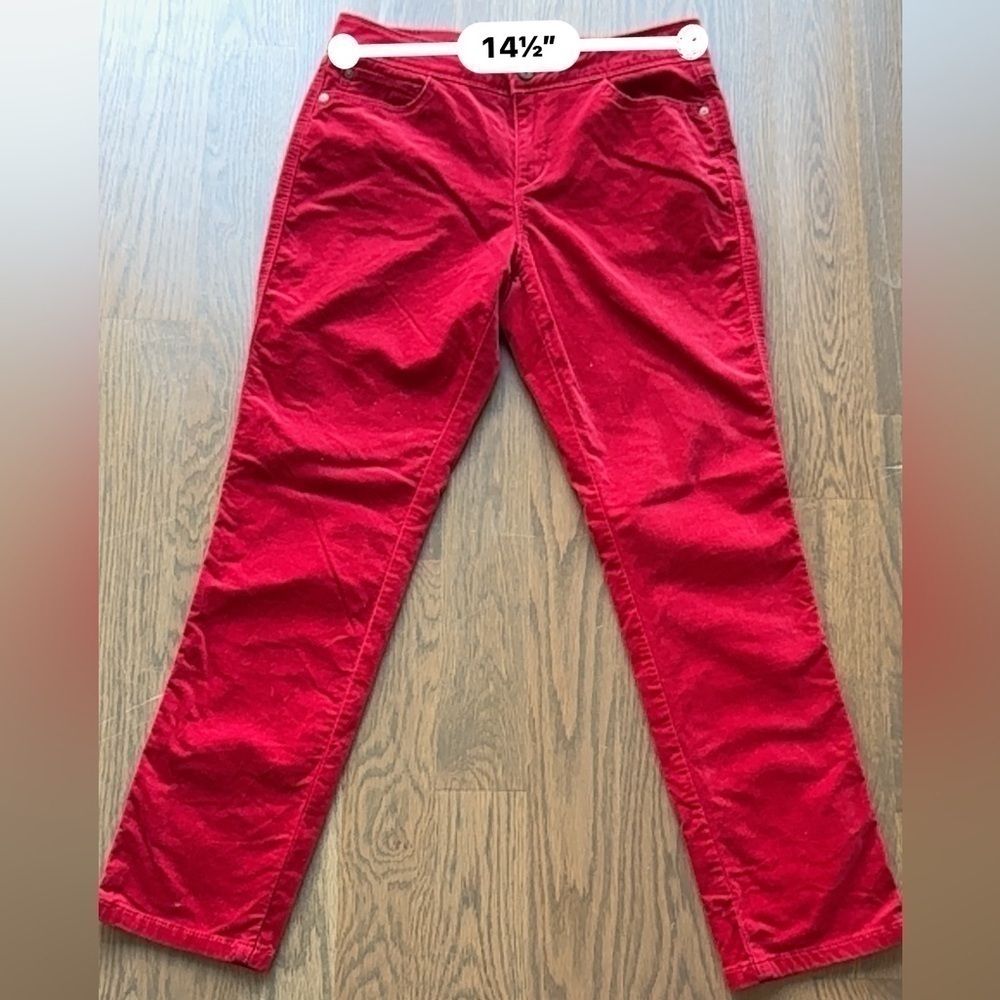 Dana Buchman Women's Corduroy Pants Red Size 6 academia holiday wine E - Picture 6 of 8